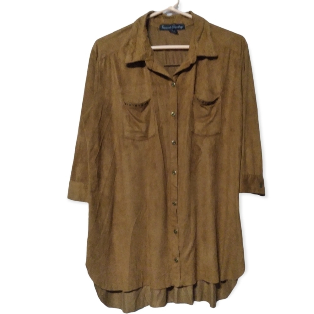 🦋 French Laundry Brown Button Up Shirt Large